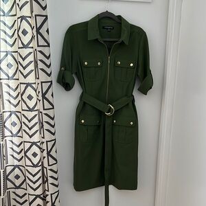 Sharagano Olive Green Dress with Belt 6